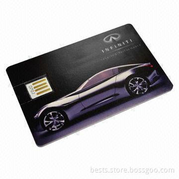2-sided Promotional Card USB Flash Drive, Customized Logos are Accepted, Measures 85.6 x 54 x 1.9mm